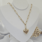 Cordão de Aço Dourado Cadeado com Pingente de Coração - Imagem 2