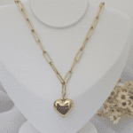 Cordão de Aço Dourado Cadeado com Pingente de Coração - Imagem 3