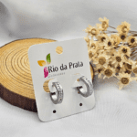 Argola Aço Prata Cravejada 1cm de Diâmetro