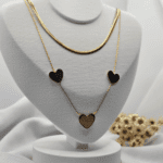 Cordão Duplo de Aço Dourado 3 Corações - Imagem 2