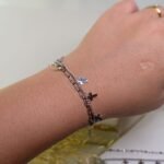 Pulseira Dupla Aço Inox Delicado Com Detalhes Em Cruz Rita - Imagem 3