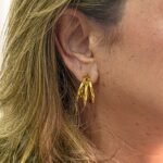 Brinco Feminino Em Aço Semicírculo 3 Camadas Casual Elegante Rafaelle - Imagem 3