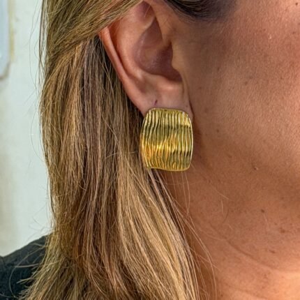 Brinco Em Aço Inox Dourado Rosi
