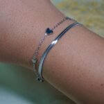 Pulseira Dupla Aço Inox Prata Com Detalhe Em Borboleta Maria - Imagem 5