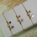 Pulseira Ajustável Aço Inox Dourado Pingente De Trevo Cravejada Isabela - Imagem 6