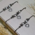 Pulseira Feminina Berloque Em Aço Inoxidável Prata Cravejada Detalhe Coração Lia - Imagem 2