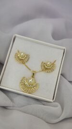 CONJUNTO LEQUE PÉROLA FOLHEADO A OURO - Imagem 2